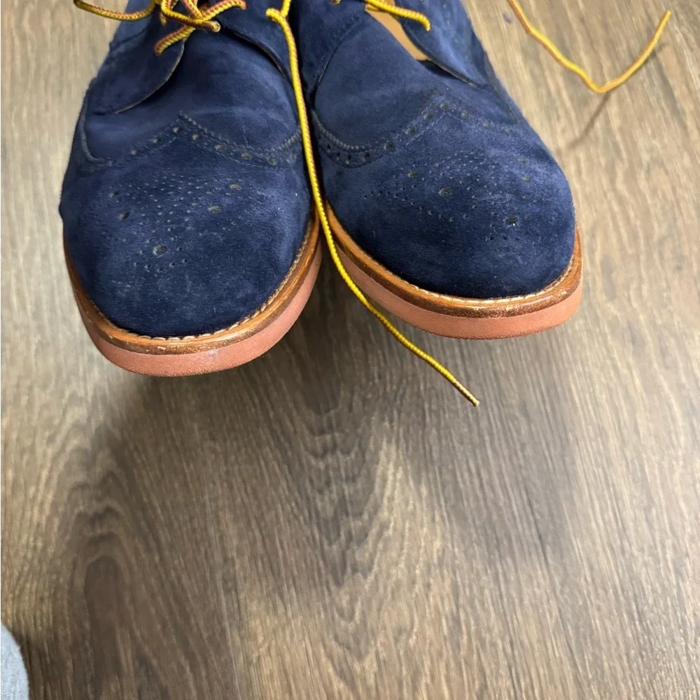 Polo Ralph Lauren Rhett Wingtip Oxfords Blue Suede Sz 11D Preppy Old Money